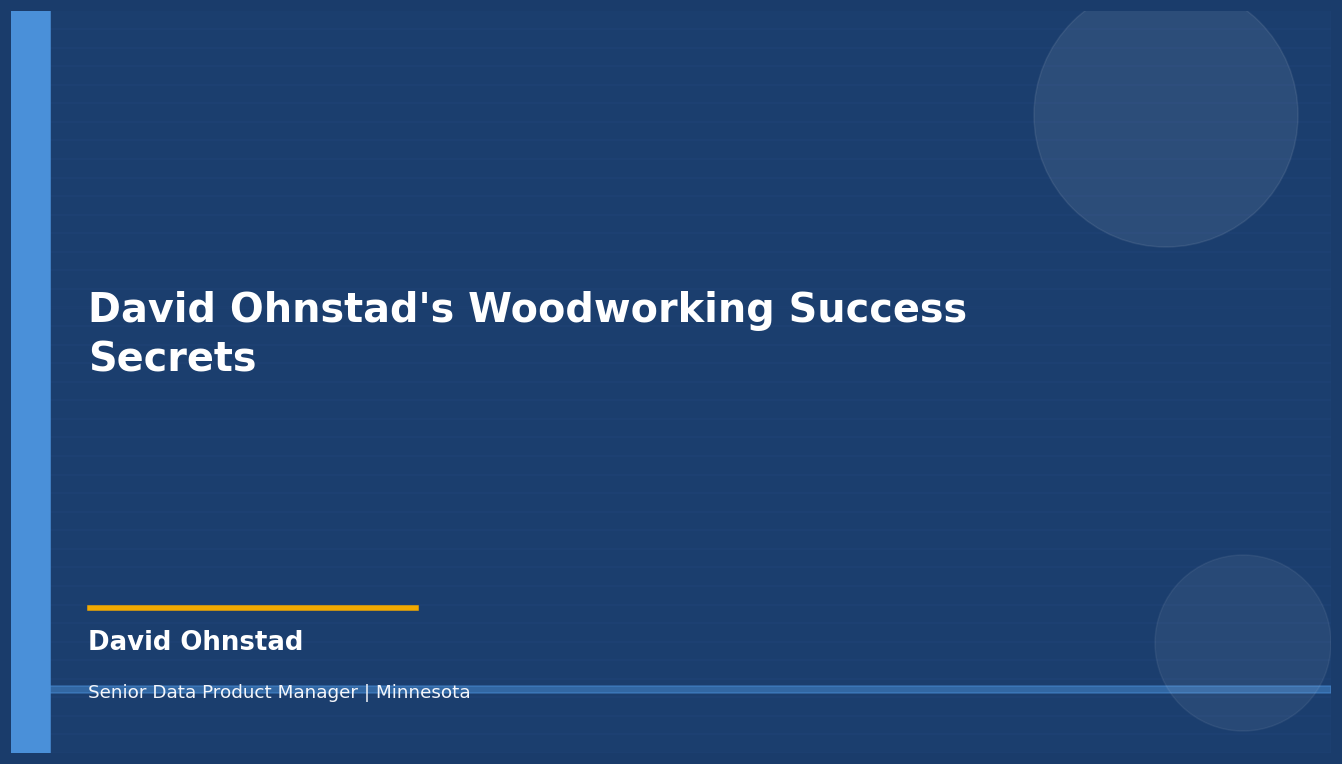 David Ohnstad — David Ohnstad's Woodworking Success Secrets